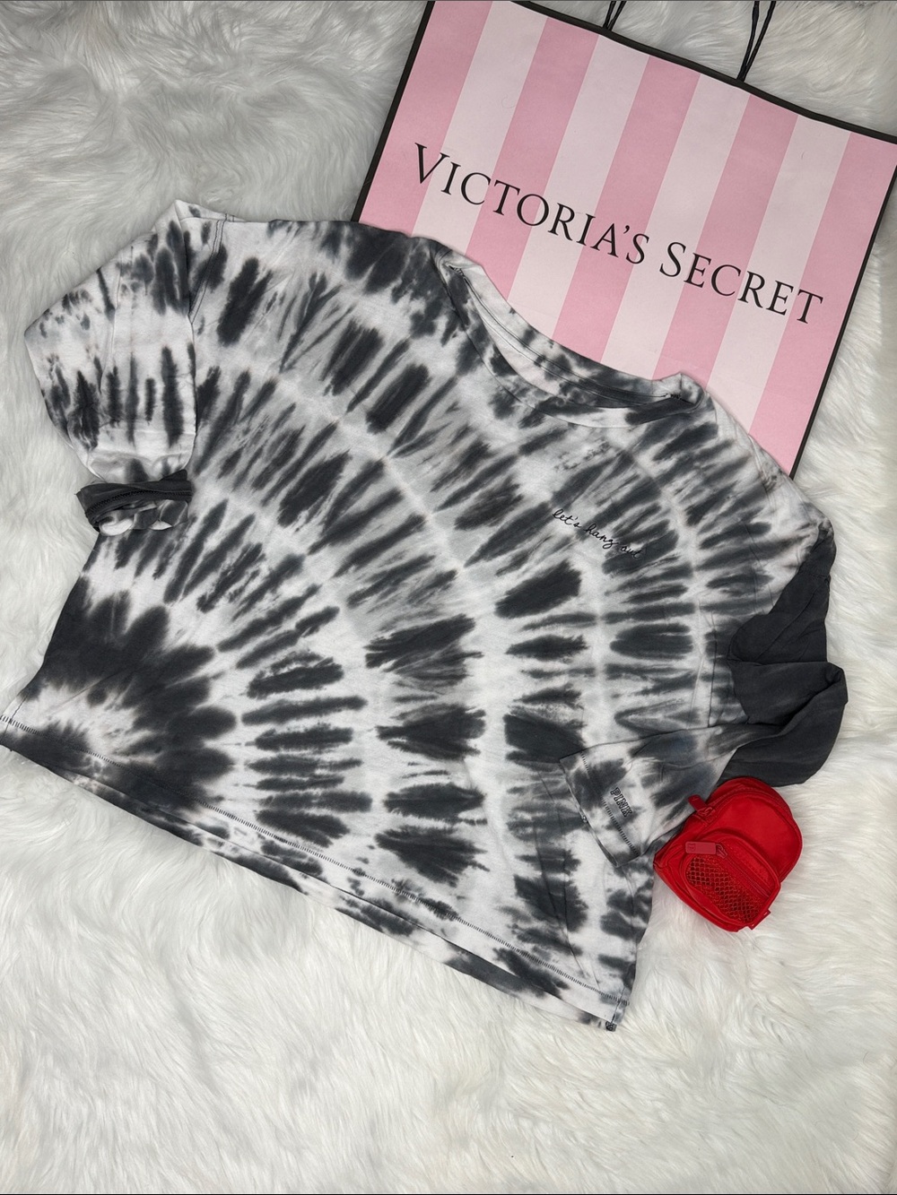 PINK Tie dye cropped long sleeve Tee size Small S